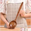 Spoons Japanese Spoon Teakwood Wooden Tableware Soup Frying Rice Seasoning Spoons Long Handle Colander Pot Drop Delivery Home Garden K Dhyqk