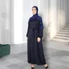 Etnik Giyim Kemerli Kadınlar İçin Katı Abaya İslam Saten Müslüman Elbise Günlük Abayas İç Elbiseler Dubai Mütevazı Mıh
