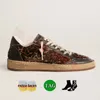 Ny 2024 Mixed Ball Star Leather Casual Shoes Graffiti Leopard-tryck Sneakers Golden Classic Ball Dirty Shoe Snake Skin Goosess Glitter Slide Women Män storlek 36-46