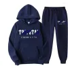 Men's T Shirts 2022 Brand TRAPSTAR Printed Sportswear Men 15 Colors Warm Two Pieces Set Loose Hoodie Sweatshirt Pants Jogging