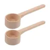 Coffee Scoops 2 Pcs Small Wooden Spoon With Long Handle Ground Household Tea Spoons Beech