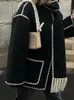 Cachecol retalhos elegante feminino casaco casual manga longa bolso único breasted jaqueta feminina outono inverno quente outwear casacos 240113