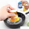 Brosses de nettoyage Pot de cuisine Brosses de nettoyage de vaisselle Ustensiles avec distributeur de savon liquide vaisselle Accessoires ménagers en gros Fy26 Dhygb