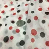 Clothing Fabric 2024 Telas De Algodon Para Patchwork Stamping Color White Chiffon Knit Cloth Size Red And Black Points Along The Fiber