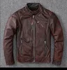 .classic motor styleblack genuine leather Jacketfashion men casual Leather coatstreet biker coatwholesales 240112