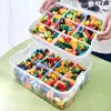 Kinder-Aufbewahrungsbox für Bausteine, stapelbar, Spielzeug-Organizer, Aufbewahrungskoffer, verstellbarer Behälter für Kleinigkeiten, Kosmetikbox 240112