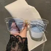 Sunglasses Vintage Square Woman Fashion Designer Shades Mirror Retro Sun Glasses Female Rivet Orange Lens