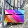 Women London Kurt Geiger Rainbow Bag Oryginalna skórzana moda TOTE Crossbody Pink Cluge Designer Torby Luksusowe męskie paski łańcuch na ramię Cool Girl Sacoche Hand Bag