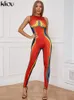 Kliou 3D Print Color Blocking Jumpsuits Vrouwen Esthetische Mode Y2K O-hals Mouwloos Slanke Algemene Dame Straat Outfit 240112