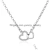 Simple Double Heart Pendant Necklace For Women Exquisite Geometric Love Clavicle Chain Jewelry Birthday Valentines Day Gift Drop Deli Dhfkw