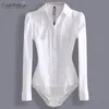 Moda Body manica lunga Donna Body Camicia Office Lady Divise da lavoro Primavera Camicette bianche e top Slim Abiti autunnali 240112