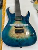 7 strängar Mayon Duell Black 3-Tone Blue Burst Eye Poplar Top Electric Guitar 5-Piece Wenge Neck Ebony Fretboard Black Hardware 24 Extra Jumbo Frets