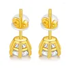 Orecchini a bottone 1 carato Moissanite placcatura in oro giallo S925 Argento Fidanzamento da donna