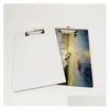 Supports de stockage Racks Sublimation A4 Presse-papiers Porte-document recyclé Blanc Profil vierge Clip Lettre Fichier Feuille de papier Bureau Supp Dhnuy