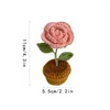 Fleurs décoratives 1PC tricot plantes en pot tissé à la main Rose tournesol tulipe Crochet fleur Auto intérieur accessoires voiture ornement maison