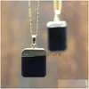 Pendant Necklaces Arrival Black Obsidians Gold Color Link Chains Jewelry Rec Necklace In 16-32 Inch Nm5860 Drop Delivery Dh43G