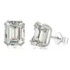 Wong Rain 100% 925 Sterling Zilver Emerald Cut 4CT Hoge Koolstof Diamanten Oor Stud Oorbellen Bruiloft Sieraden Drop 240113