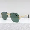 Signature C DE SUNGLASSES Men Womens Fashion Brand Frameless Polygonal Blue Lens Modern Trendy Sunglasses CT0386S