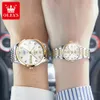 Olegs Fashion Couple Mechanische horloges voor mannen en vrouwen roestvrijstalen pols horloge waterdichte lichtgevende handen Valentine cadeau 240112