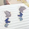 Orecchini pendenti EVACANDIS Farfalla di cristallo Colorato fatto a mano Placcato oro Goccia per donna Zircone S925 Ago in argento sterling