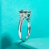 AnuJewel 3ct Round Cut Blue Green Color Engagement Ring 18K Gold Plated Silver Luxury Wedding Jewelry Wholesale 240112