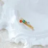 Trouwringen Titanuim Staal Goud Kleur Ring Wit/Rood/Groen CZ Kristal Voor Vrouwen Paar Vinger