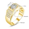 In Round 65mm 1ct Ring Men With Certificate Original Pass Diamond Test 925 Sterling Silver Wedding Jewelry Trend 240112