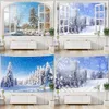 Forest Tapestry Decor Snowy Trees Wooded Scenery Frosty Winter Park Winter Design Wall Hanging for Bedroom Living Room Dorm 240113