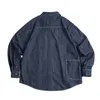 Jaquetas masculinas maden 2024 vintage grandes bolsos lavados denim camisa casual 240g botão para baixo camisas de manga longa amekaji solto workwear topos