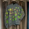 Herrhuvtröjor Sweatshirts Streetwear Reflective Galactic Hoodie Fluorescerande Green Stars Pullover T240113