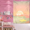 Tapisseries Rose Lune Tapisserie Étoilée Univers Tenture Murale Chambre Dortoir Art Maison Kawaii Décor Couleur Couverture