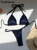 Seksowne lampart kantar mini mikro-thong bikini kobiety kąpielowe stroje kąpielowe Dwuczęściowe kostium kąpielowy
