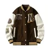 American Trend Stitching Baseball Uniform Youth Embroidered Loose Jacket for Men Letter Striped Collar Windproof Couple Outfit 240113