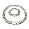 Correntes 15mm cubana link colares polimento de aço inoxidável colar pulseiras conjunto para homens mulheres de alta qualidade jóias6960845 dro dh5v0