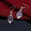 Dangle Earrings Woman 925 Sterling Silver Crystal Amethyst Shell Fashion Brands Jewelry Elegant Lady Party Christmas Gifts
