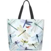 Сумки для покупок, сумка-тоут со стрекозой, многоразовая парусиновая женская сумка для путешествий, большая вместительная сумка на плечо, подарок для покупок