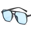 Sonnenbrille Übergroße Quadratische Frauen Marke Designer Ozean Farbe Sonnenbrille Weibliche Mode Doppel Brücke Shades