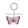 Keychains modetillbehör Crystal Animal Futterfly Sier Vintage Rhinestone Key Chain Rings smycken Presentbil Charms Holder Keyring Dhtew