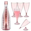 Ensemble de 5 verres à champagne pliables en plastique, flûtes à vin réutilisables avec bouteilles de rangement, faciles à transporter, adaptées à l'extérieur, au camping et aux voyages