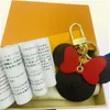 2023 Plaid Mouse Designer Bow Keychains Pu Leather Animal Sac Pendant Charme Girls Cars Cortes Cortes de porte