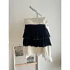 Work Dresses Women's Black Gothic Veet Skirt Sets Vintage High Waist A-line Long Sleeve Shirt Y2k 90s Elegant 2000s Clothes