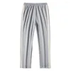 Men's Pants Sports Men Sweatpants Striped Wide Leg Jogging With Drawstring Elastic Waist Deep Crotch For Four Seasons