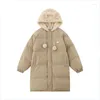Trenchs de femmes manteaux d'hiver peluche capuche mi-longueur coton tendance marque rue style coréen épaissi chaud lâche décontracté parkas veste