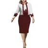 Casual Dresses Beautiful Round Neck Dress Business Situation Party Coat Set Slim Fit Knee Length Women Garment