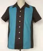 Men's Casual Shirts Candow Look Men Vintage Bowling Two Tone Ash Gray&aquamarince