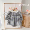 Rompers Milancel Baby Clothing Toddler Girls One Piece Plaid Body Body Long Manneve tenue H240508