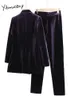 Yitimuceng Herfst Winter Kantoor Dames Fluwelen Broek Pak 2023 Koreaanse Mode Formele Blazer Jas Broek 2 Delige Set 240112