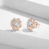 Earrings With Certificate 2 Carat Rose Gold Luxury Jewelry For Woman Star Of David Design Trend Gift Female Mossanite 240112