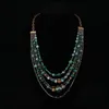 Luxury New Crystal Beads Natural Green Agate Retro Multi-layer Tassel Necklace Fashion Temperament Design Sweater Chain Accessories