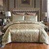 High End Jacquard King Size Conjunto de cama Luxo Europeu Conjuntos de cama de casamento Queen American Satin Double Duvet Cover Set 220x240 240113